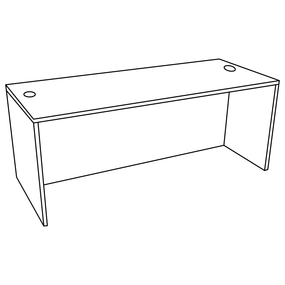 30" x 48" Desk (Recessed Modesty)